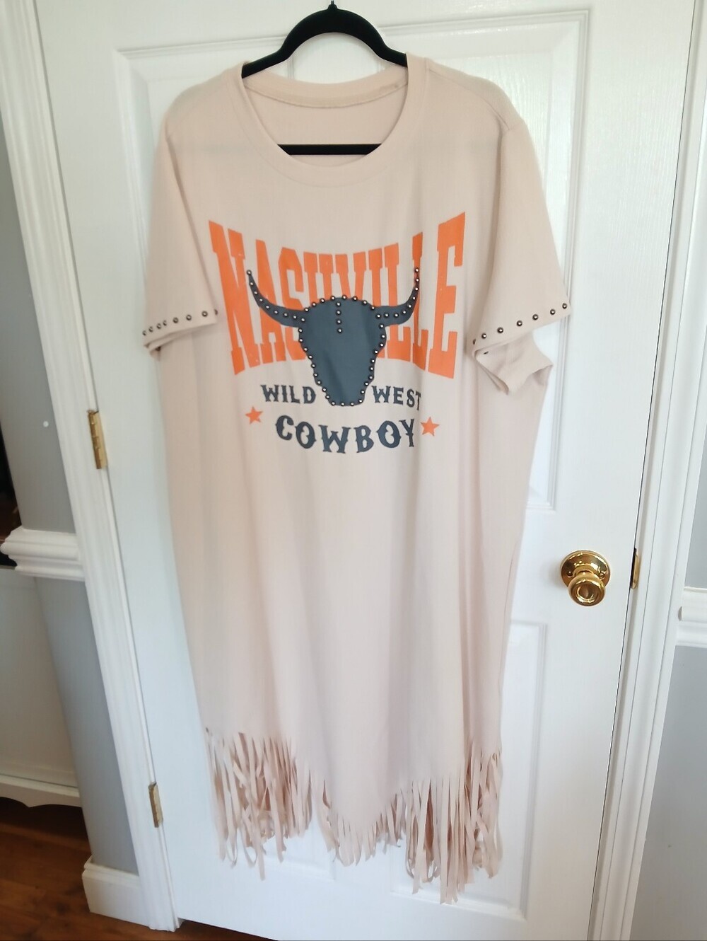 SHEIN Curve Cream Tee Dress with Nashville Western Graphic Boho Country Cowgirl